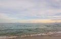 Miami Beach. Gorgeous colorful view of turquoise water of Atlantic ocean and blue sky with white clouds.