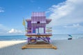 Miami beach lifeguard stand in the Florida. South beach. Travel holiday ocean location concept. Royalty Free Stock Photo