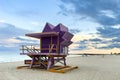 Miami beach lifeguard stand in the Florida. South beach. Travel holiday ocean location concept. Royalty Free Stock Photo