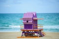 Miami Beach Lifeguard Stand in the Florida sunshine. South Beach. Travel holiday ocean location concept. Royalty Free Stock Photo