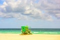 Miami Beach Lifeguard Stand in the Florida sunshine. Sunny day in Miami beach. Royalty Free Stock Photo