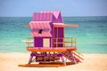 Miami Beach Lifeguard Stand in the Florida sunshine. World famous travel location. Royalty Free Stock Photo