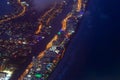 Miami Beach lights at night from departing aircraft Royalty Free Stock Photo
