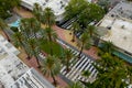 Miami Beach Lincoln Road shops closed observing social distancing order by president Trump shot with drone