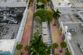 Miami Beach Lincoln Road shops closed observing social distancing order by president Trump shot with drone