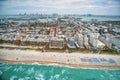 Miami Beach Ocean Drive and shoreline  as seen from helicopter, aerial city view Royalty Free Stock Photo