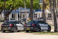 Miami Beach police enforcing social distancing Royalty Free Stock Photo