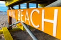 Miami Beach sign on Lifeguard tower Royalty Free Stock Photo