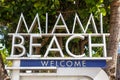 Miami Beach sign travel in Florida, United States Royalty Free Stock Photo