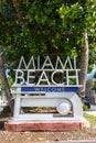 Miami Beach sign travel portrait format in Florida, United States Royalty Free Stock Photo