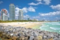 Miami Beach South beach colorful beach and ocean view Royalty Free Stock Photo