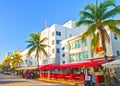 Miami BEach summer day, hotels and restaurants on Ocean Drive