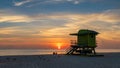 Life guard tower in Miami Beach at sunrise Royalty Free Stock Photo