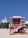 Miami beach colorful lifeguard rescue tower
