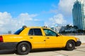 Miami beach yellow cab taxi in a bridge Florida