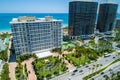 Miami beachfront condominiums shot with a drone Royalty Free Stock Photo