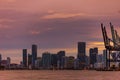 Miami City Downtown district buildings at sunset Royalty Free Stock Photo