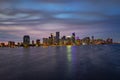 Miami city night skyline. Miami cityscape at night. Royalty Free Stock Photo