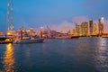 Miami city night skyline. Miami cityscape at night. Royalty Free Stock Photo