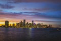 Miami city night skyline. Miami cityscape at night. Royalty Free Stock Photo