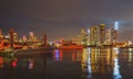 Miami city night skyline. Miami cityscape at night. Royalty Free Stock Photo