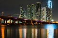Miami city Skyline Panorama after sunset. Royalty Free Stock Photo