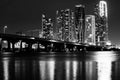 Miami city Skyline Panorama after sunset. Royalty Free Stock Photo