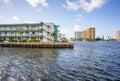 Miami Condos on the water with deteriorating seawall Royalty Free Stock Photo