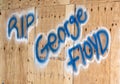 Miami Downtown, FL, USA - JUNE 4, 2020: Rip Floyd George sign. Graffiti in memory of the murdered black man in