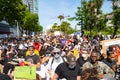 Miami Downtown, FL, USA - MAY 31, 2020: Black Lives Matter. Many american people went to peaceful protests in the US