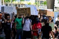 Miami Downtown, FL, USA - MAY 31, 2020: Black Lives Matter. Many american people went to peaceful protests in the US