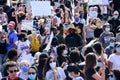 Miami Downtown, FL, USA - MAY 31, 2020: Black Lives Matter. Many american people went to peaceful protests in the US