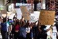 Miami Downtown, FL, USA - MAY 31, 2020: Demands and slogans of protesters. Posters of people on the streets of the USA