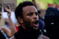 Miami Downtown, FL, USA - MAY 31, 2020: George Floyd protests in South Florida. Peaceful marches, clashes with police in