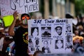 Miami Downtown, FL, USA - MAY 31, 2020: George Floyd, Tamir Rice, Atatiana Jefferson, Trayvon Martin, Ahmed Aubrey, Eric