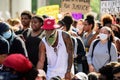 Miami Downtown, FL, USA - MAY 31, 2020: Men and women, black and white, US people protesting against racism.