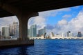 Miami downtown skyline under bridge Florida Royalty Free Stock Photo