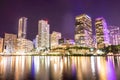 Miami downtown skyline under bright night lights