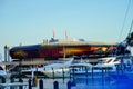 Miami downtown stadium and harbor