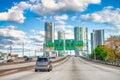 MIAMI, FL - FEBRUARY 2016: Road traffic to Downtown Miami Royalty Free Stock Photo