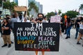 Miami, FL, USA - JUNE 7, 2020: Black Lives Matter. Many american people went to peaceful protests against the George Royalty Free Stock Photo