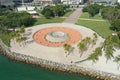 Aerial view of City of Miami and Bayfront Park, Florida.