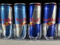 Miami, Florida - Red Bull regular and sugar free with Taurine cans for sale at a supermarket