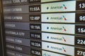 Miami, Florida - Departure LED board at Miami International Airport displaying American Airlines flights to Royalty Free Stock Photo