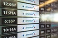 Miami, Florida - Departure LED board at Miami International Airport displaying American Airlines flights to Royalty Free Stock Photo