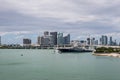 Miami Florida Biscayne Bay Bayside Marina downtown skyline office buildings high-rise condominium building boats Royalty Free Stock Photo