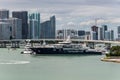 Miami Florida Biscayne Bay Bayside Marina downtown skyline office buildings high-rise condominium building boats Royalty Free Stock Photo