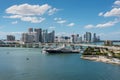 Miami Florida Biscayne Bay Bayside Marina downtown skyline office buildings high-rise condominium building boats Royalty Free Stock Photo