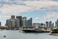 Miami Florida Biscayne Bay Bayside Marina downtown skyline office buildings high-rise condominium building boats Royalty Free Stock Photo