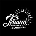 Miami Florida. Black and white lettering design. Decorative inscription. Vintage vector and illustration. Royalty Free Stock Photo